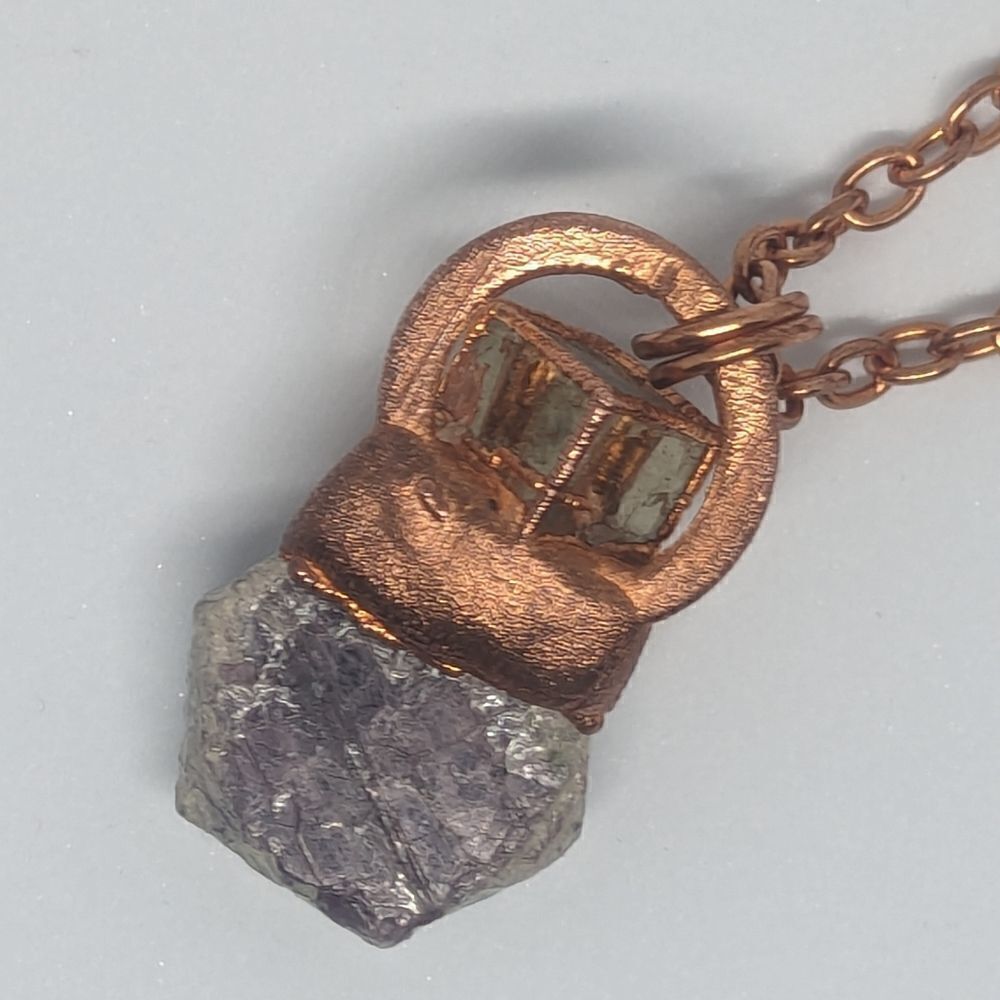 'Dejourliev' Hexagonal Ruby & Pyrite Cube Necklace - Picture 2 of 9